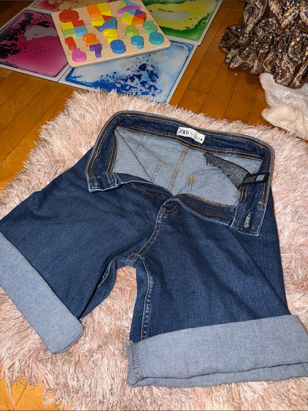 Zara Dark Blue Rolled-Cuff Cropped Women’s Jeans